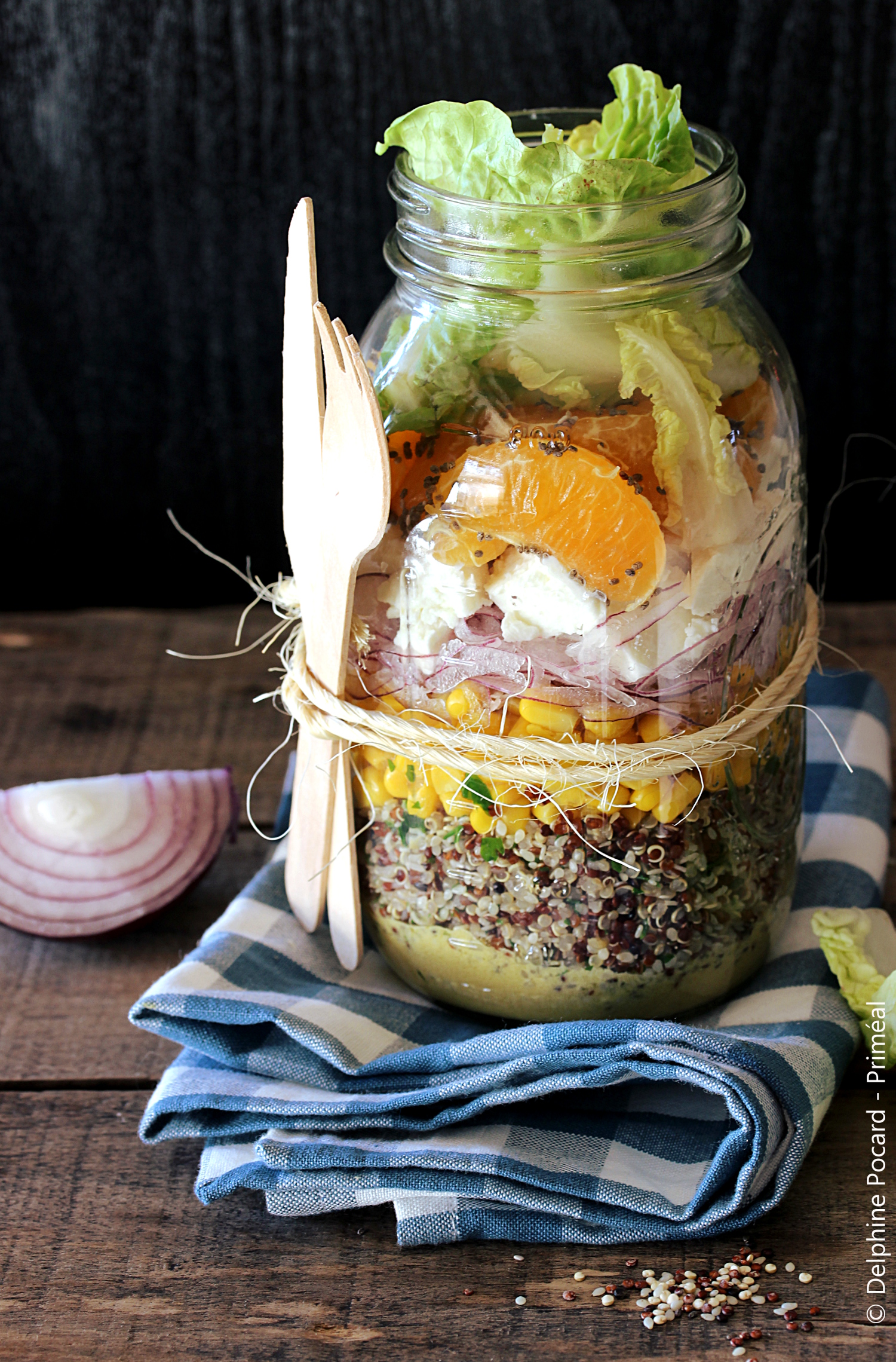 Recette végétarienne Salade jar au trio de quinoa Primeal le bio